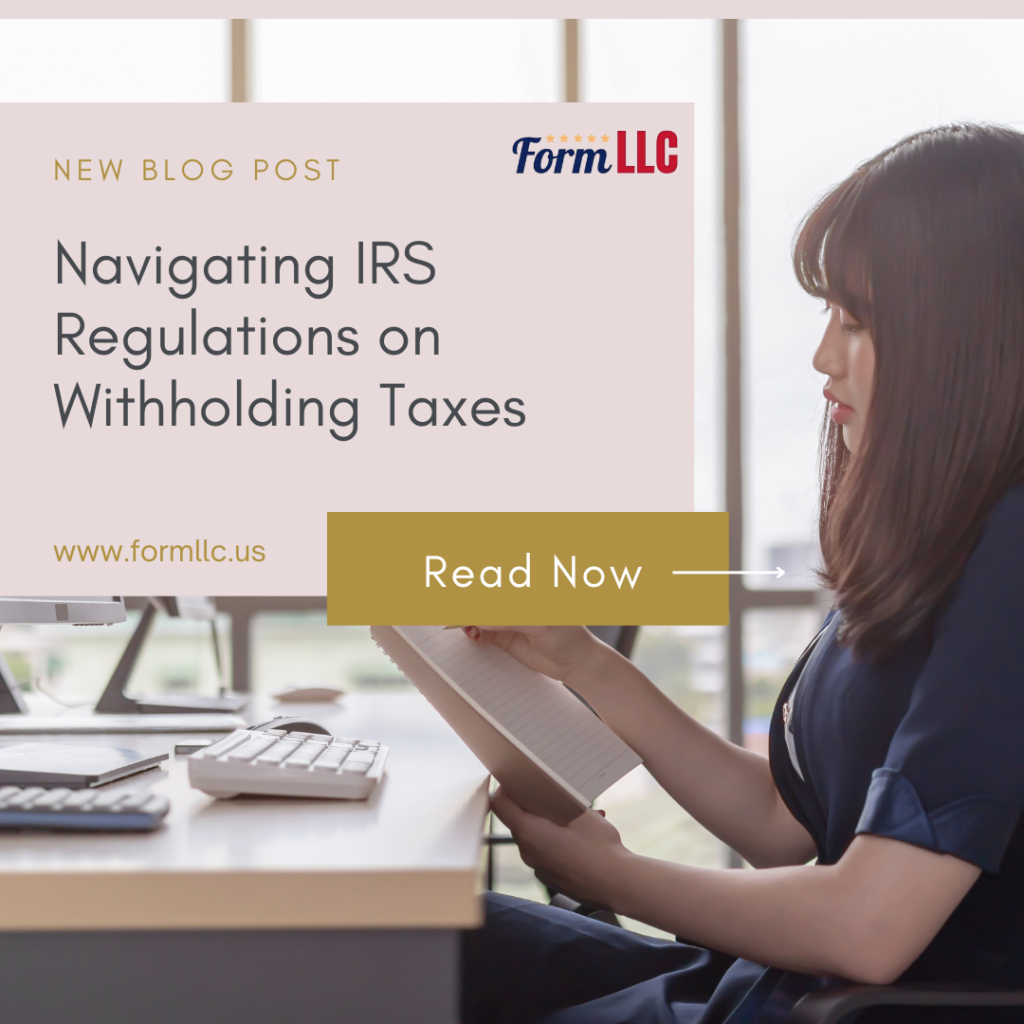 For non-resident entrepreneurs with a US-primarily based LLC, expertise the IRS rules on withholding taxes is essential for staying compliant and dealing with your tax obligations effectively. Withholding taxes are typically levied on passive earnings—which include dividends, hobby, and royalties—paid to foreign individuals or entities. If you're a non-resident entrepreneur, understanding when and the way withholding taxes observe for your enterprise permit you to avoid highly-priced consequences and ensure you’re meeting IRS necessities. Here’s a guide to navigating IRS regulations on withholding taxes.